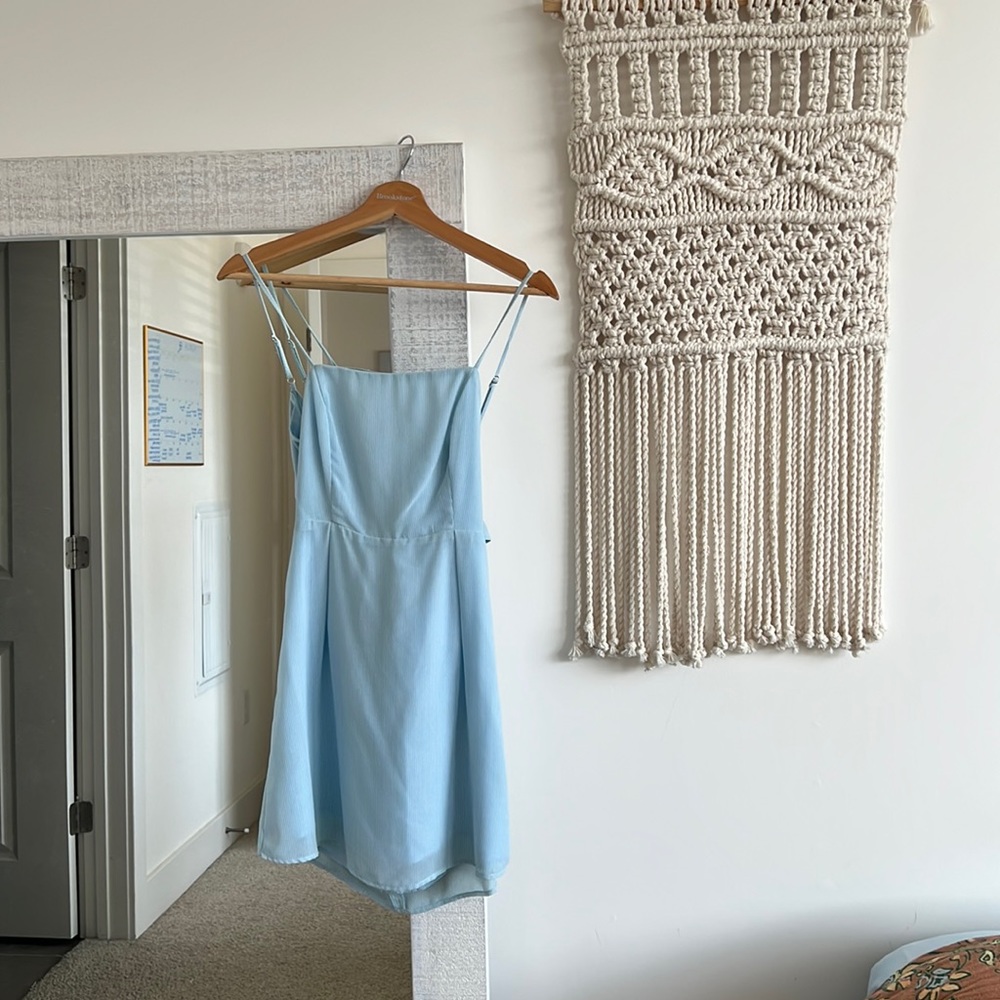 Hallelu Light Blue Mini Spring Dress